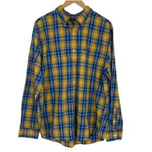 American Eagle Mens Plaid Button Down Shirt‎ XL Yellow Colorful Preppy Button Up